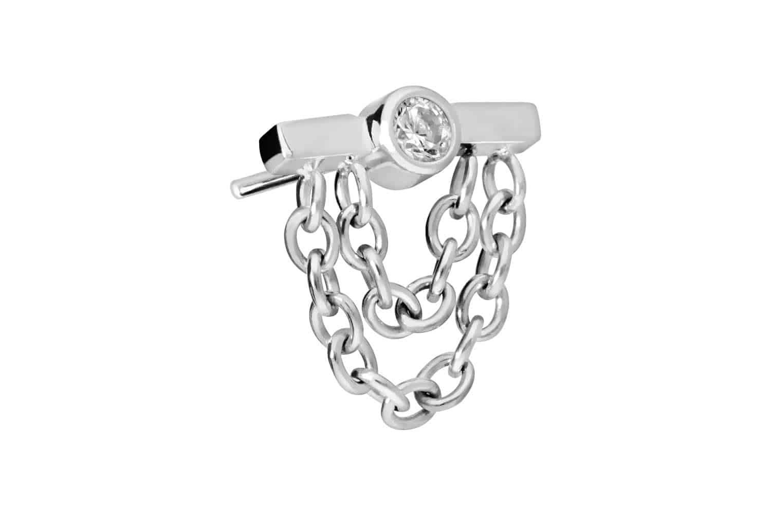 Titan Aufsatz mit Push Pin BALKEN + KRISTALL + 2 KETTEN von Piercingline